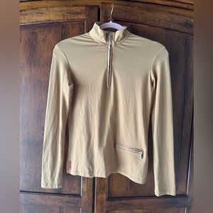 Bugatchi | Camel 3/4 Zip Long Sleeve Top | S